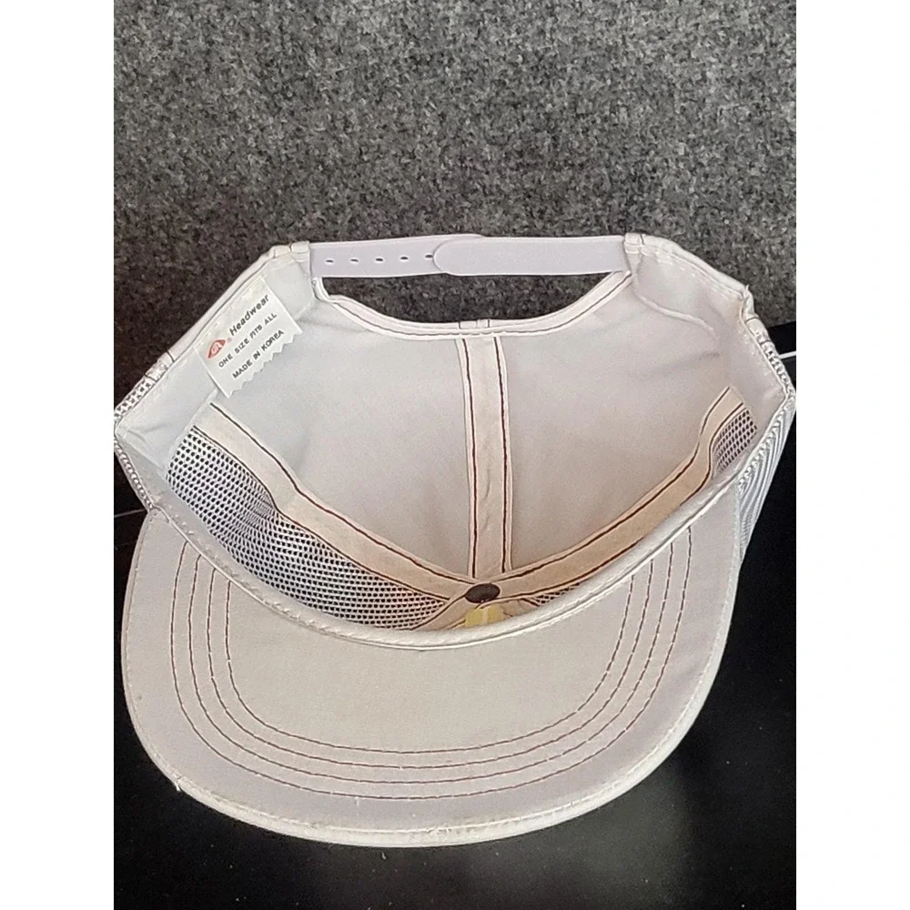 Vintage Headwear Trucker Hat Tardee Impressive White Burgundy Snapback 80s Retro